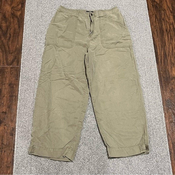 RVCA Chello Pants Womens 30 Olive Cropped Broken In Military Lightweight Linen - Picture 1 of 10